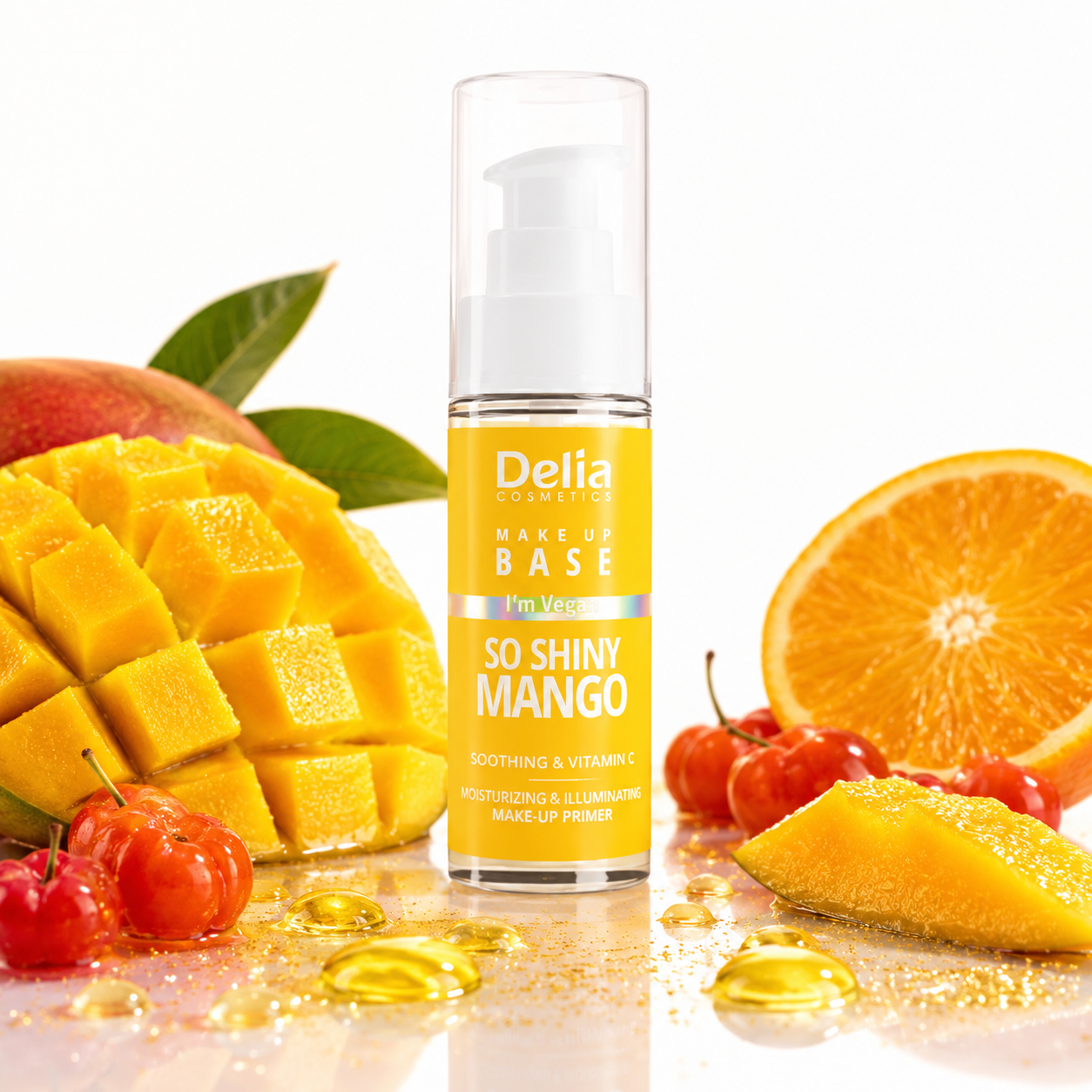 Delia Make Up Base I'm Vegan So Shine MANGO – Озаряваща база за грим