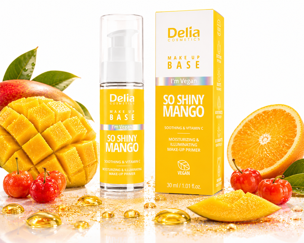 Delia Make Up Base I'm Vegan So Shine MANGO – Озаряваща база за грим