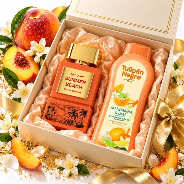 Подаръчен комплект Emper Summer Beach + Tulipán Negro душ гел | Arabian Aura луксозен арабски парфюм