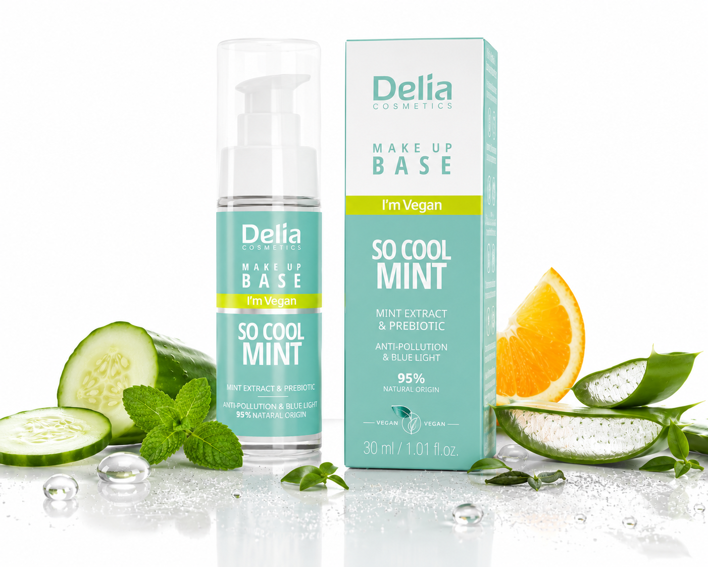 Delia Make Up Base I'm Vegan So Cool MINT – Освежаваща база за грим